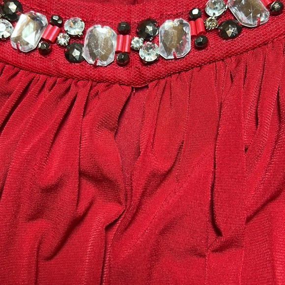 AA STUDIO AA Size 12 Red Dress with neckline stones/ embellishments - Picture 10 of 11